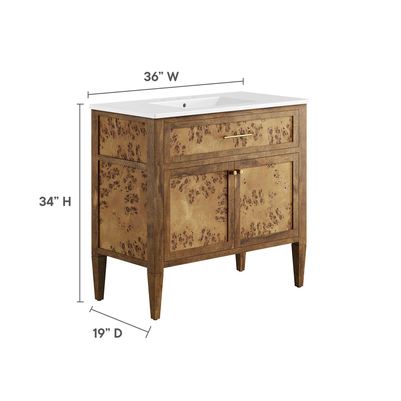 Elaria Vanity Unit, Large, White & Brown