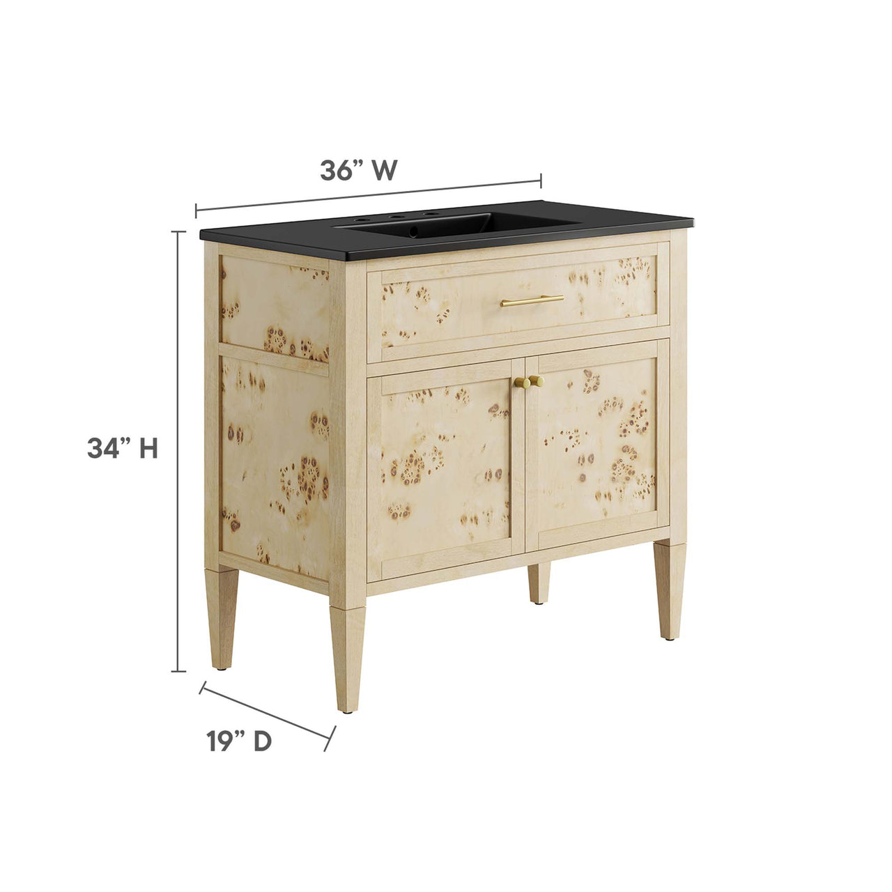 Elaria Vanity Unit, Large, Black & Cream