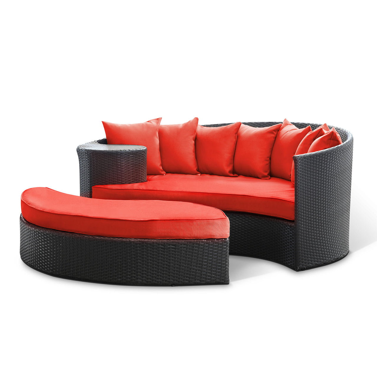 Tai Chi Alfresco Wicker Daybed, Espresso & Red