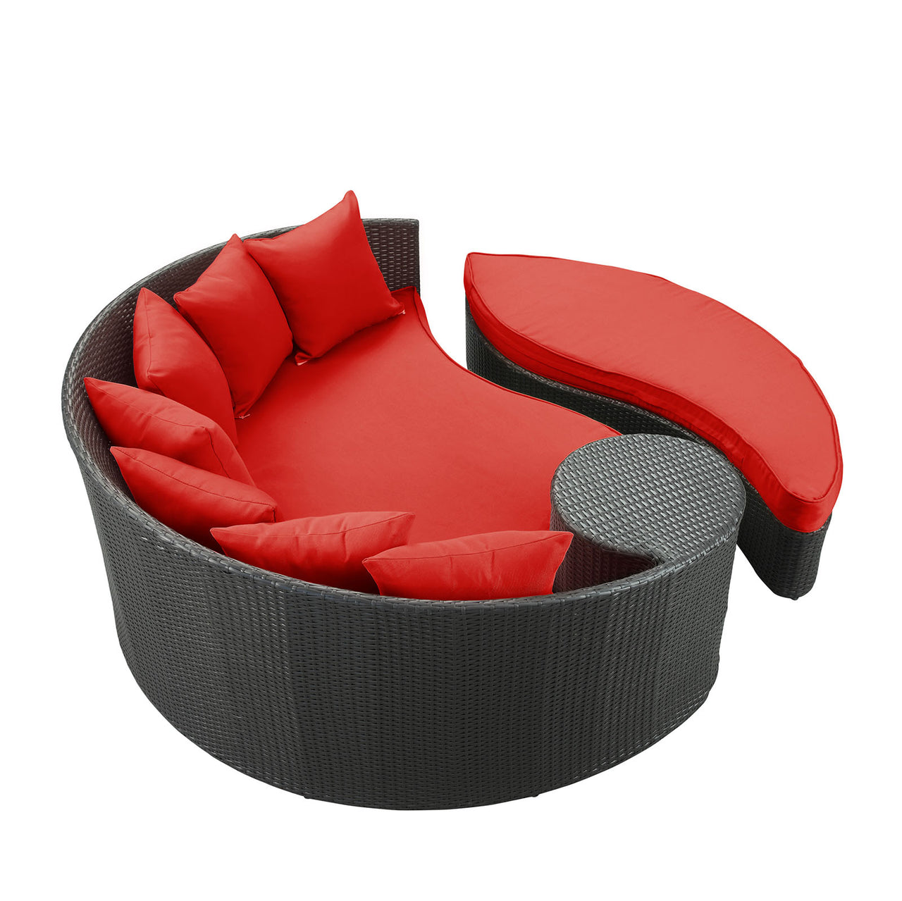 Tai Chi Alfresco Wicker Daybed, Espresso & Red