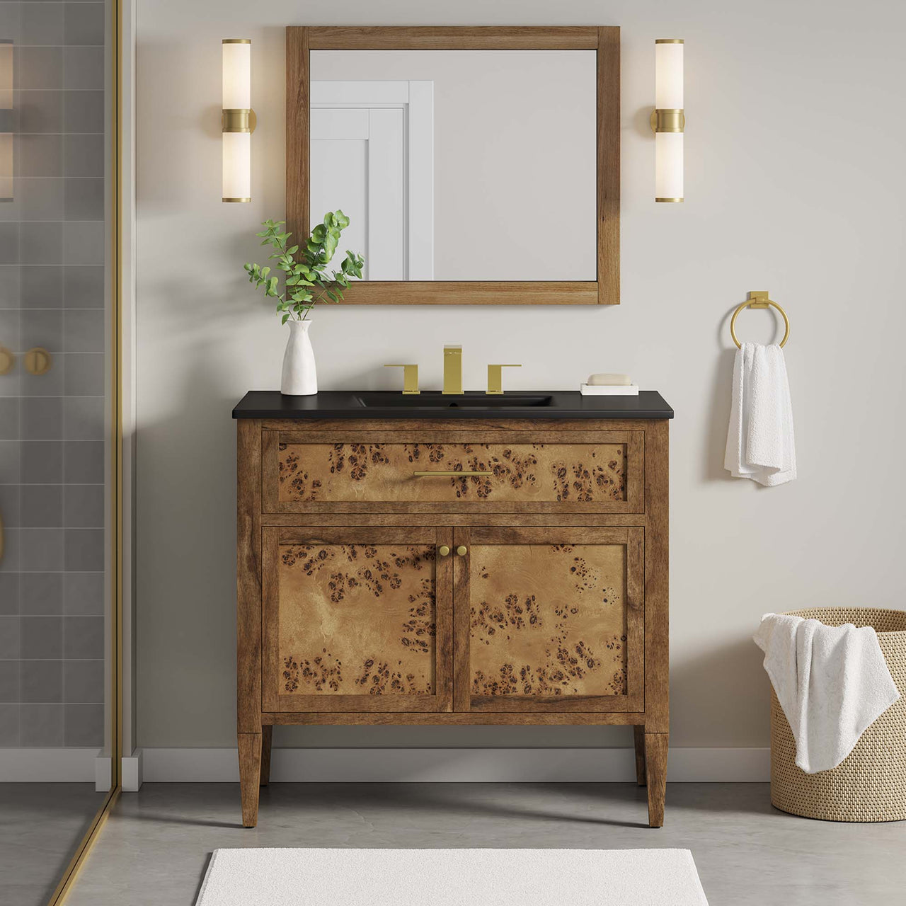 Elaria Vanity Unit, Large, Black & Brown