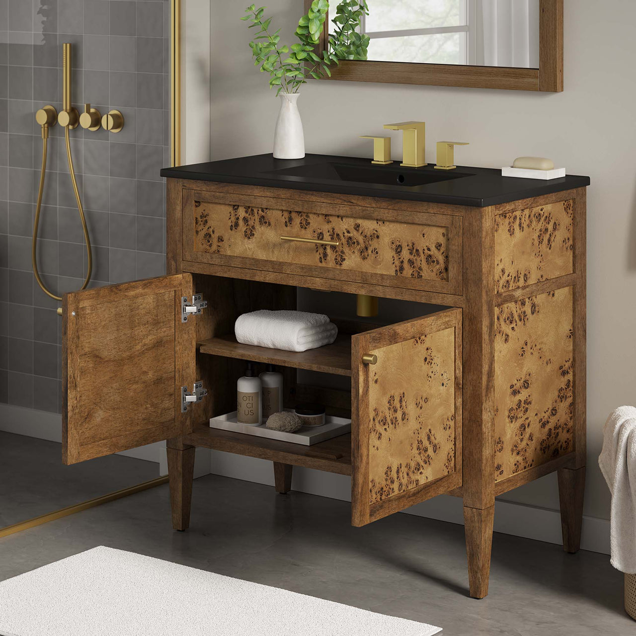 Elaria Vanity Unit, Large, Black & Brown