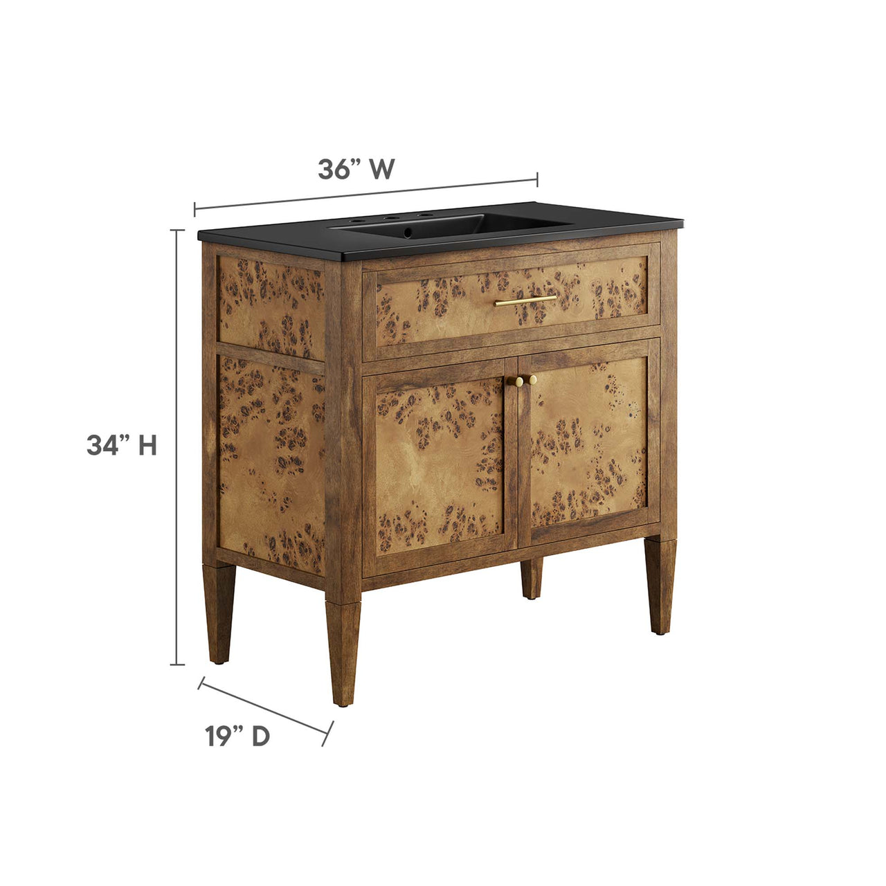 Elaria Vanity Unit, Large, Black & Brown
