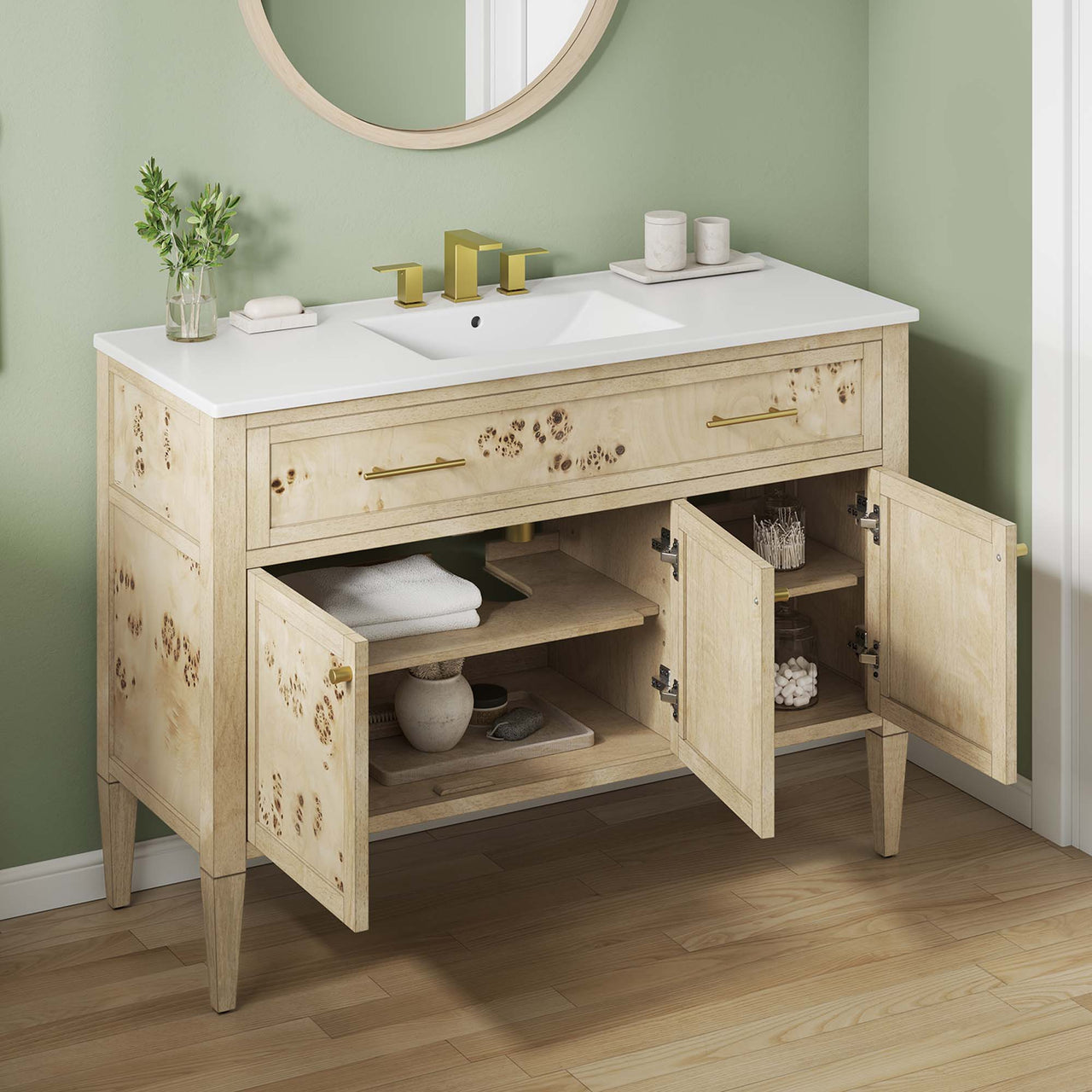 Elaria Single Sink Vanity Unit, Extra Large, White & Cream