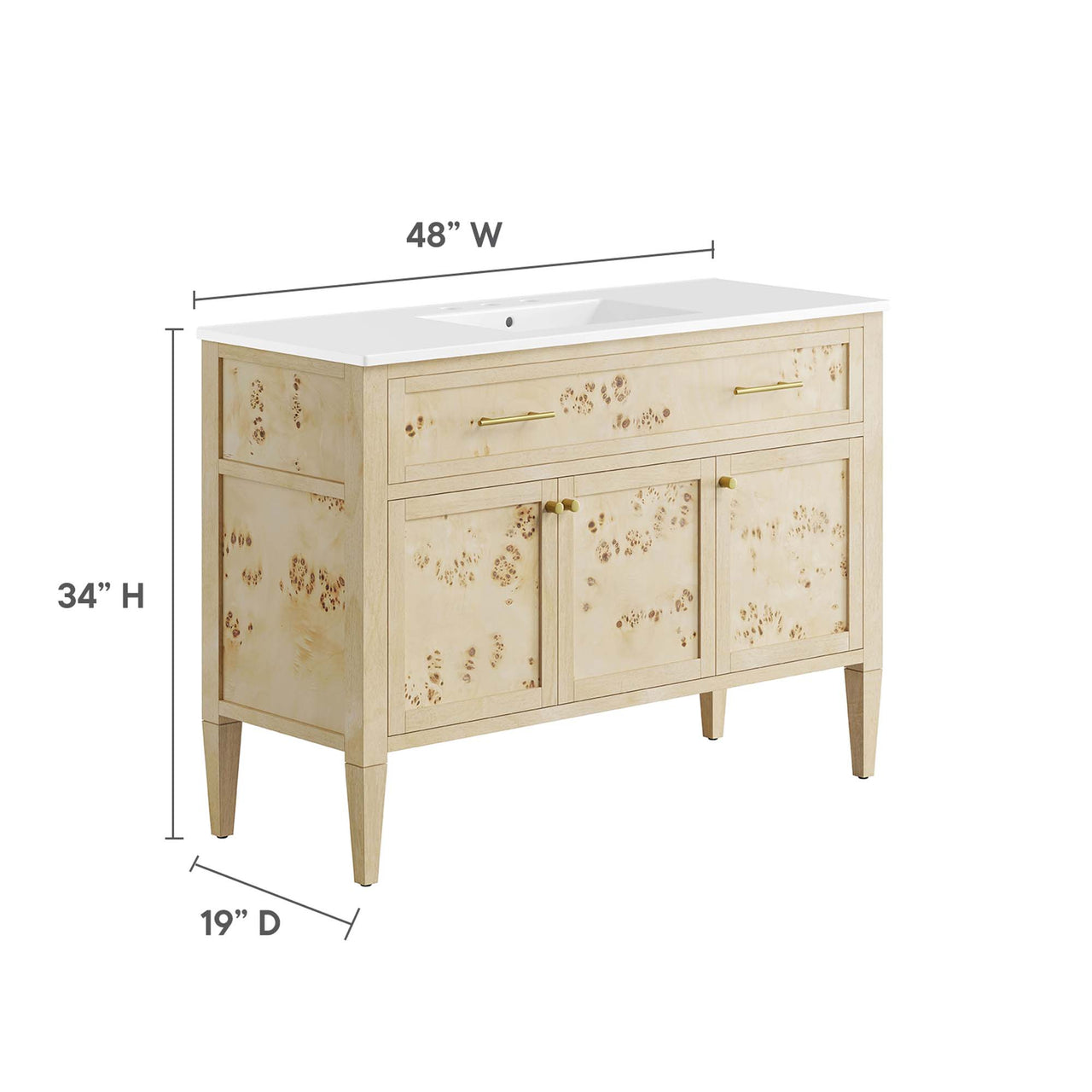 Elaria Single Sink Vanity Unit, Extra Large, White & Cream