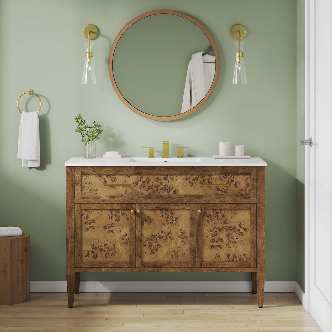 Elaria Single Sink Vanity Unit, Extra Large, White & Brown