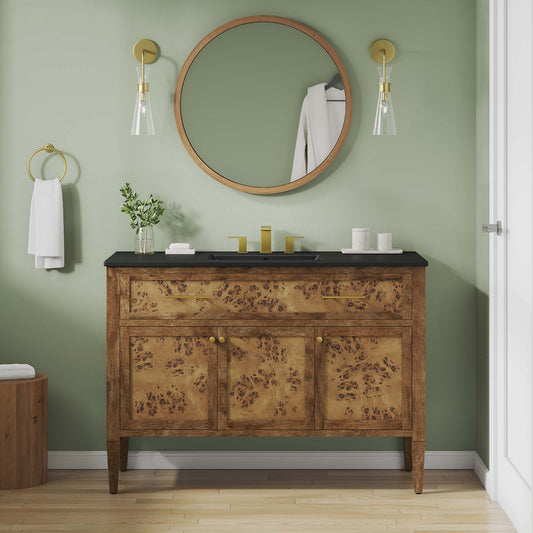 Elaria Single Sink Vanity Unit, Extra Large, Black & Brown