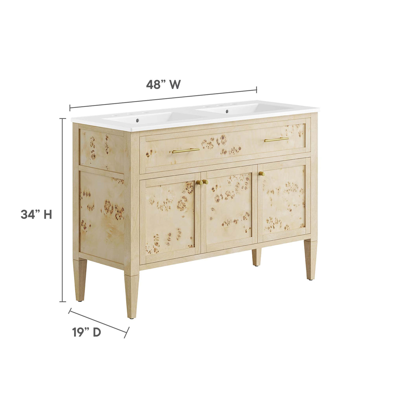 Elaria Double Sink Vanity Unit, Extra Large, White & Cream