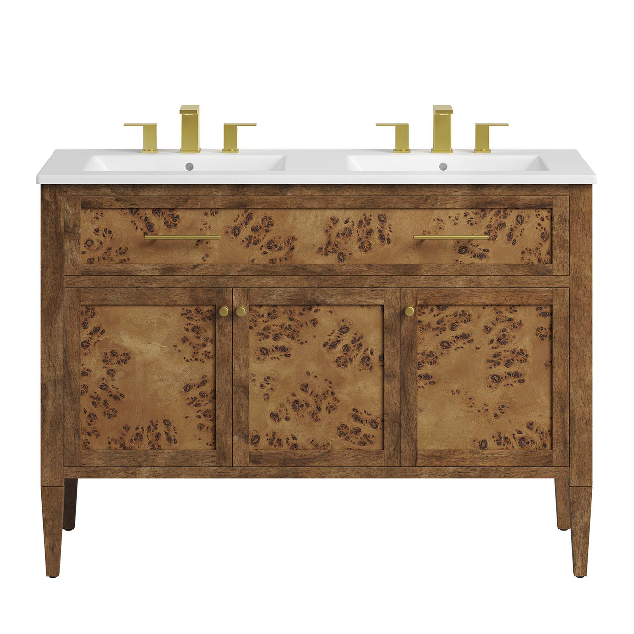 Elaria Double Sink Vanity Unit, Extra Large, White & Brown