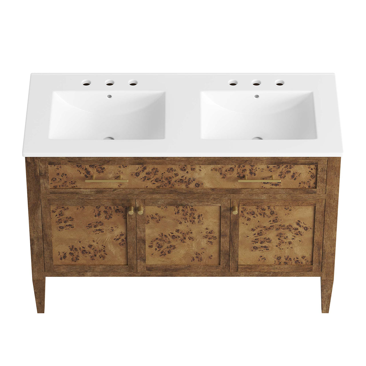 Elaria Double Sink Vanity Unit, Extra Large, White & Brown