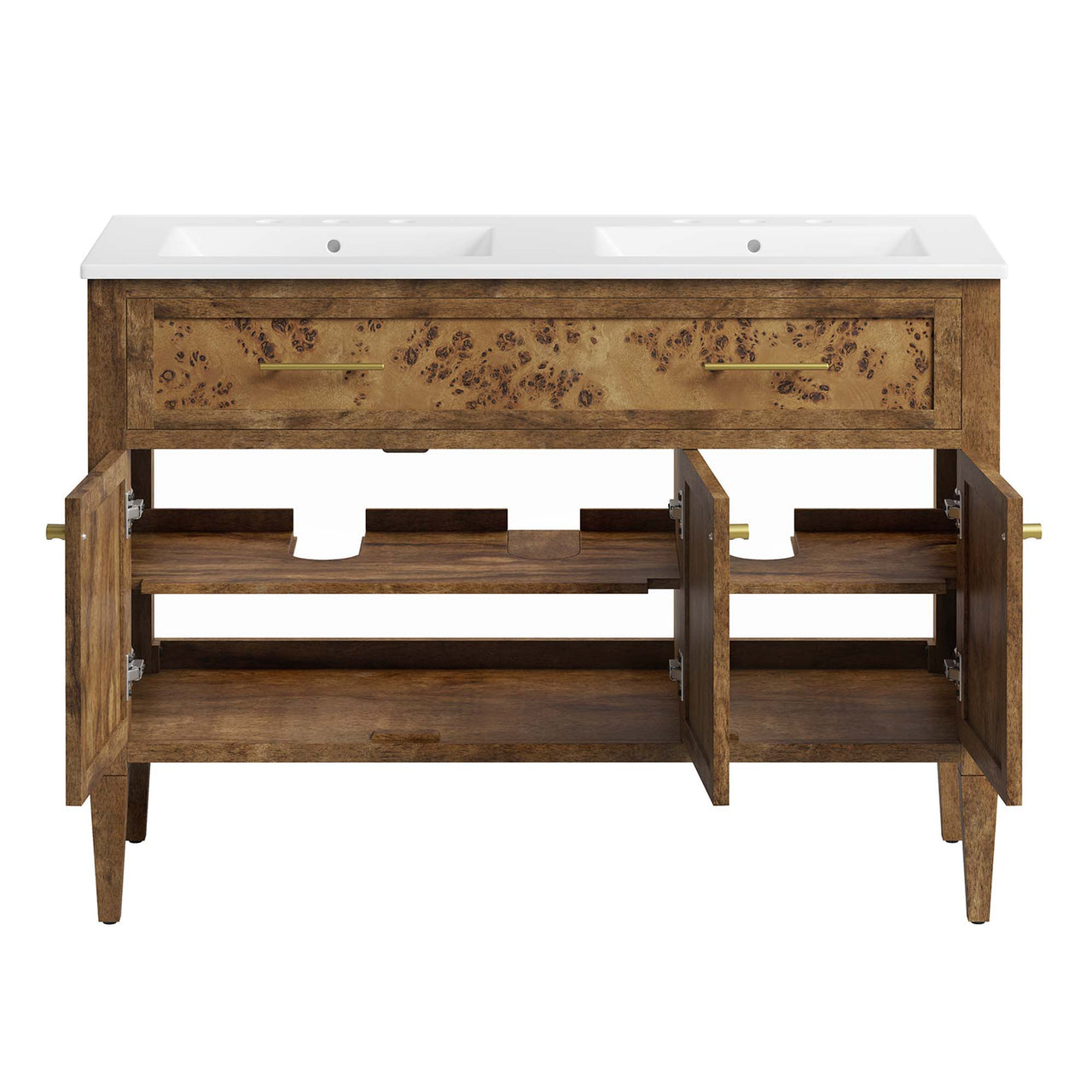 Elaria Double Sink Vanity Unit, Extra Large, White & Brown