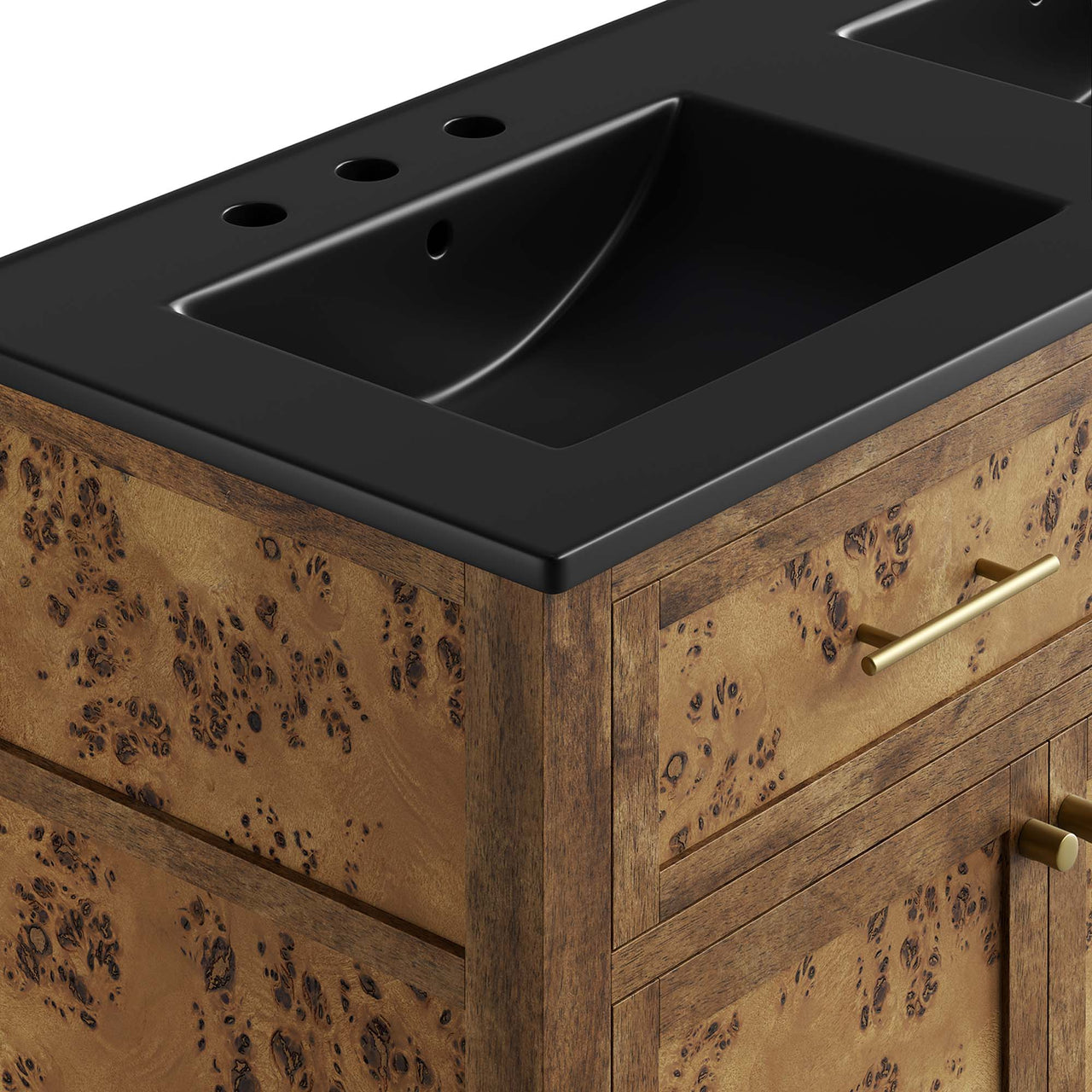 Elaria Double Sink Vanity Unit, Extra Large, Black & Brown