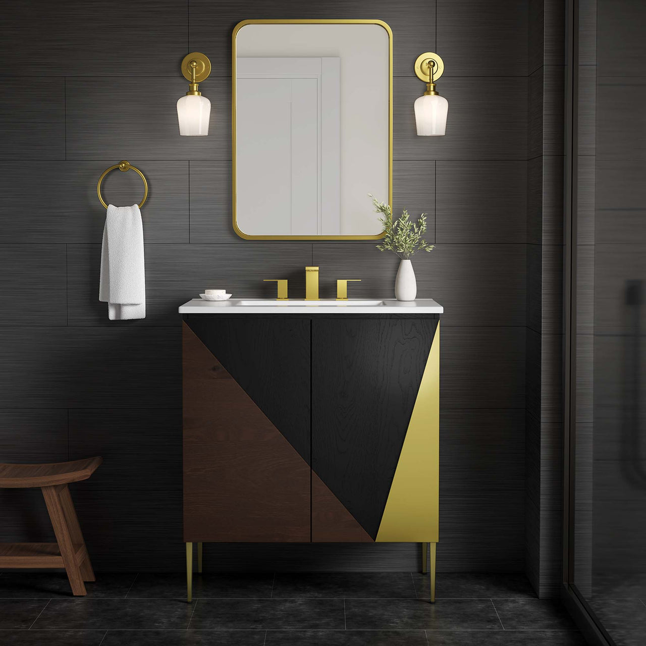 Auror Vanity Unit, Medium, White & Black