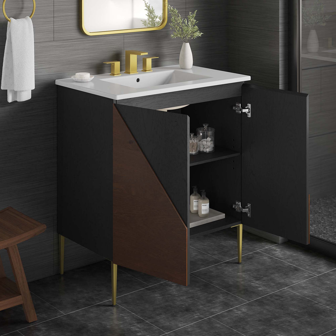 Auror Vanity Unit, Medium, White & Black