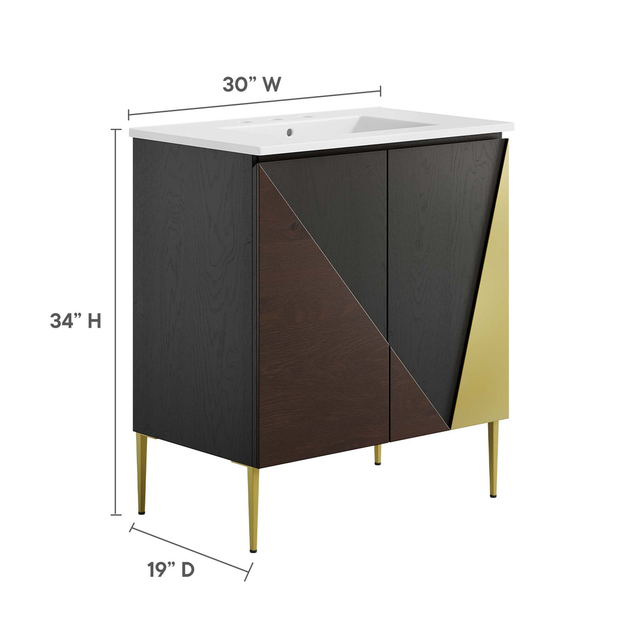 Auror Vanity Unit, Medium, White & Black