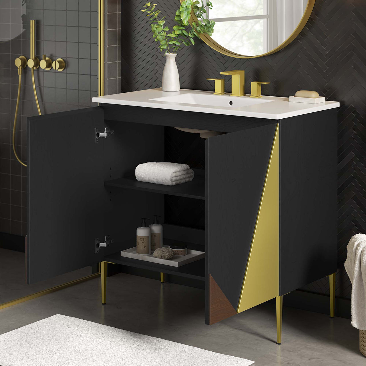 Auror Vanity Unit, Large, White & Black