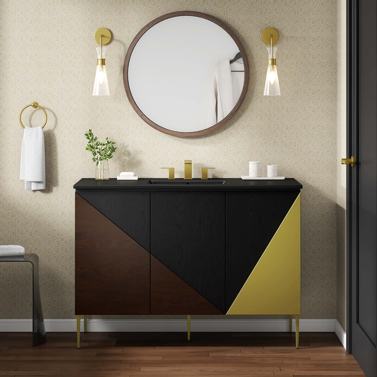 Auror Single Sink Vanity Unit, Extra Large, Black