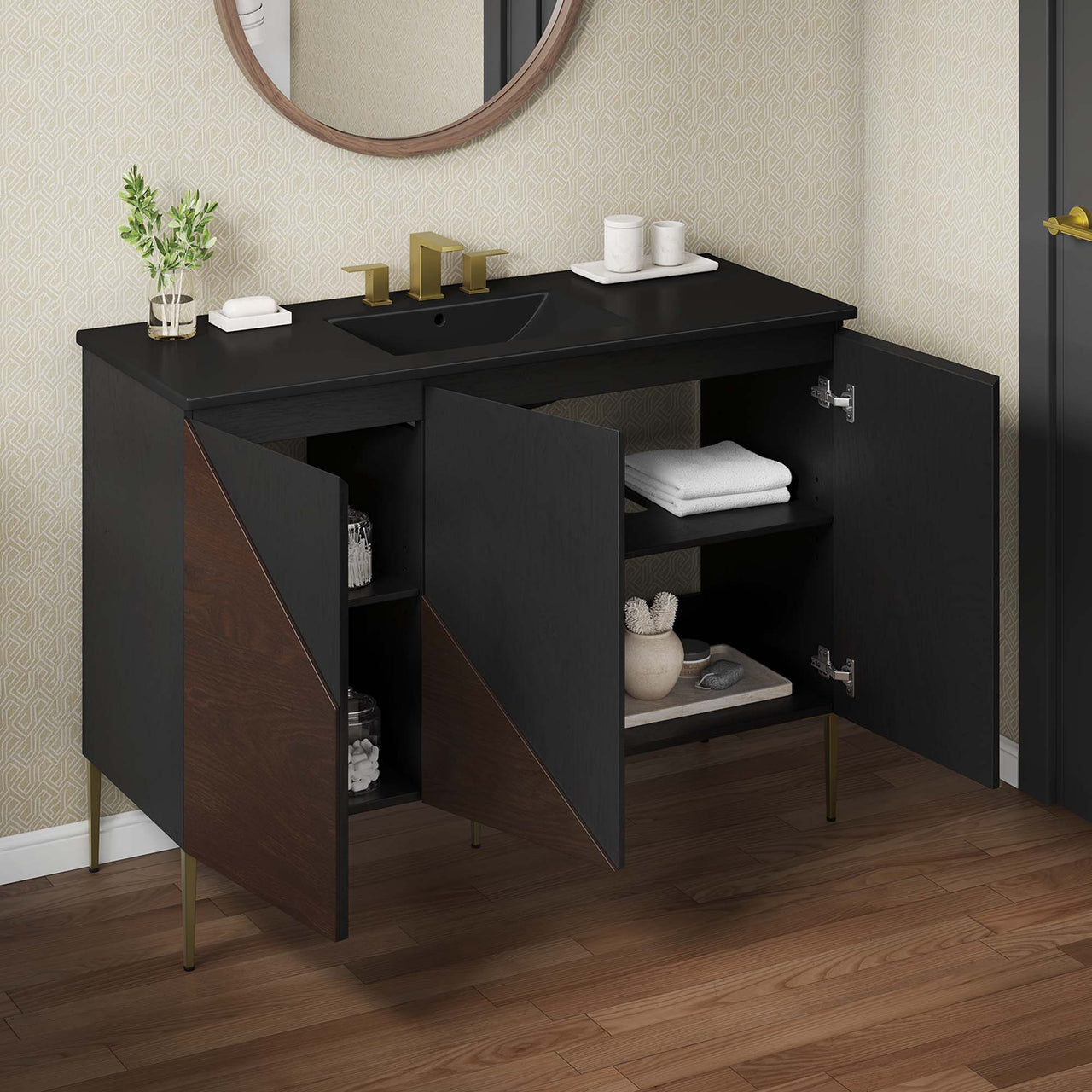 Auror Single Sink Vanity Unit, Extra Large, Black