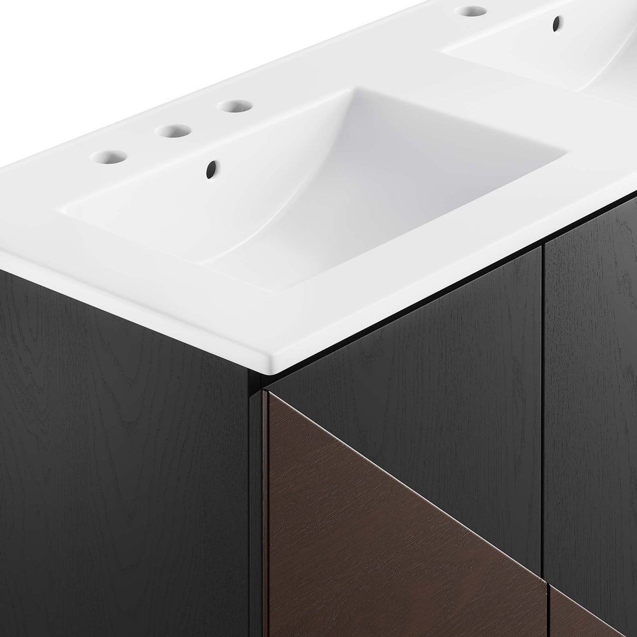 Auror Double Sink Vanity Unit, Extra Large, White & Black
