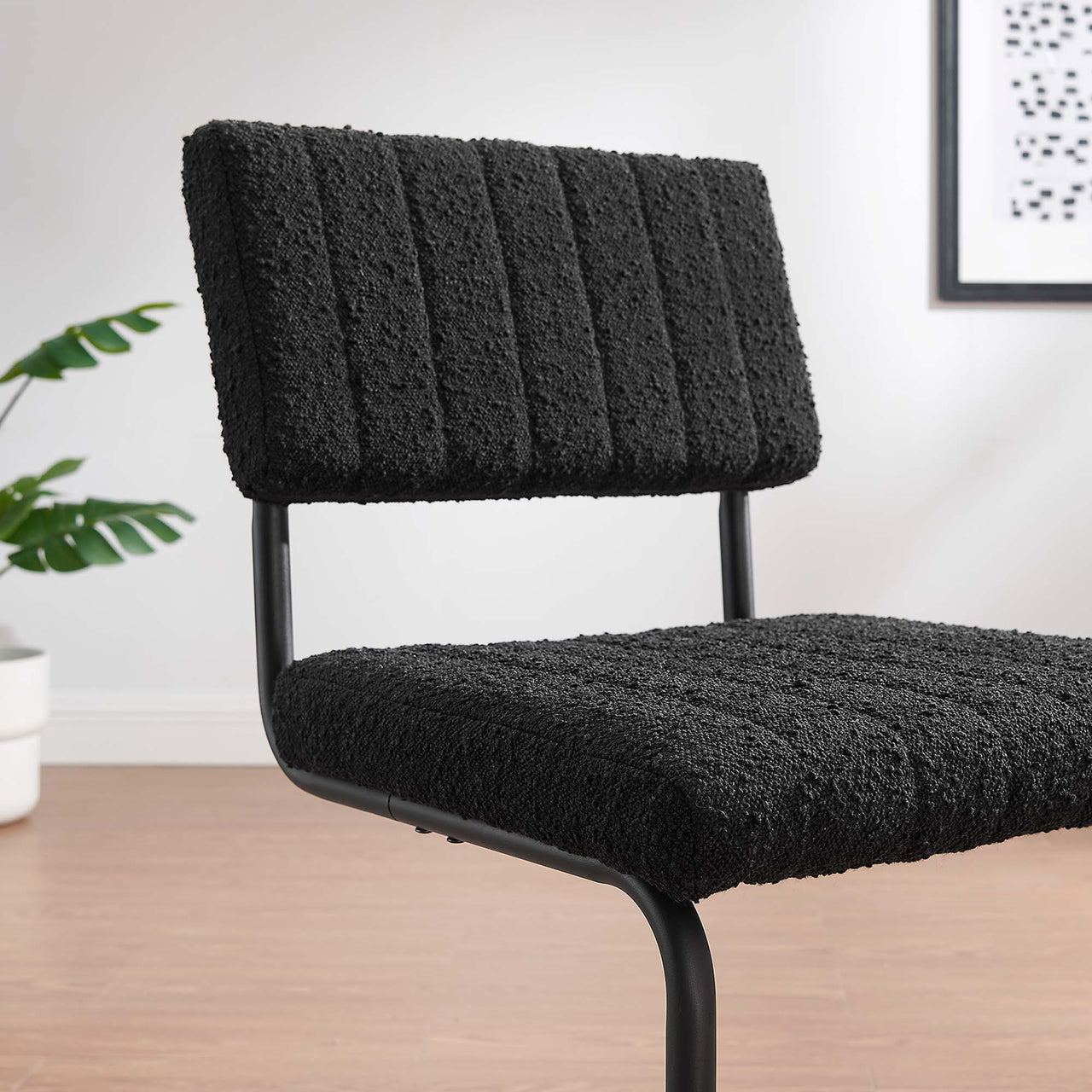 Glide Boucle Dining Chair Set of 2, Black