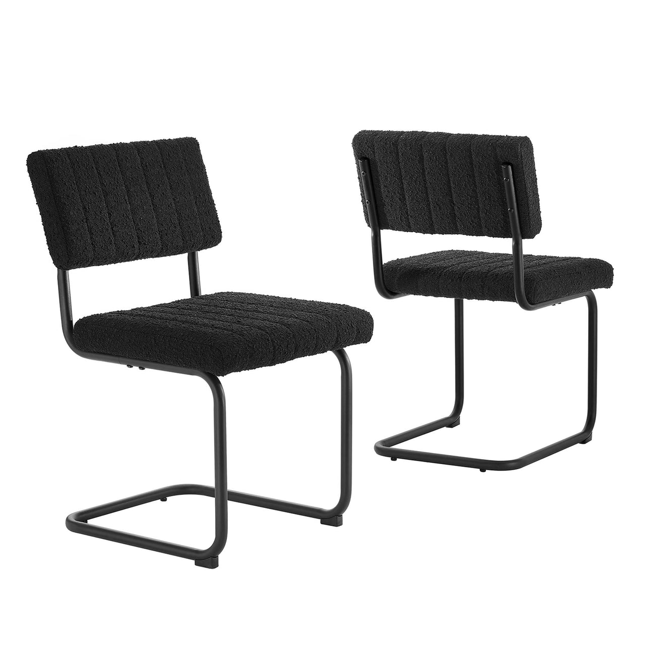 Glide Boucle Dining Chair Set of 2, Black