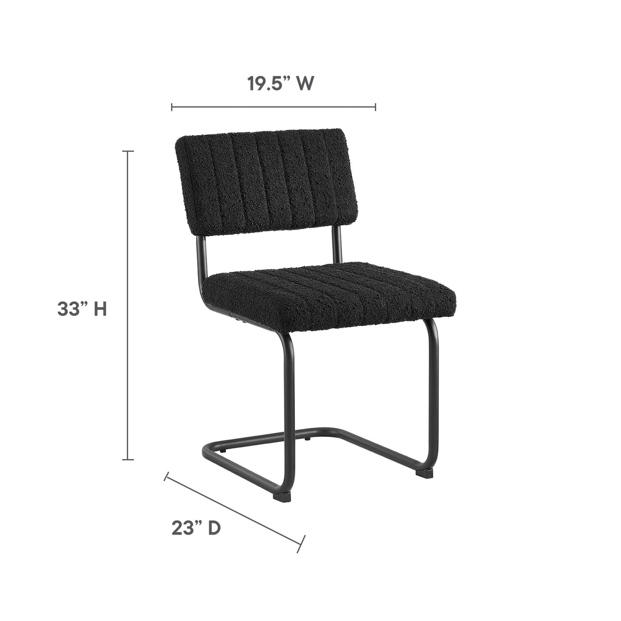 Glide Boucle Dining Chair Set of 2, Black