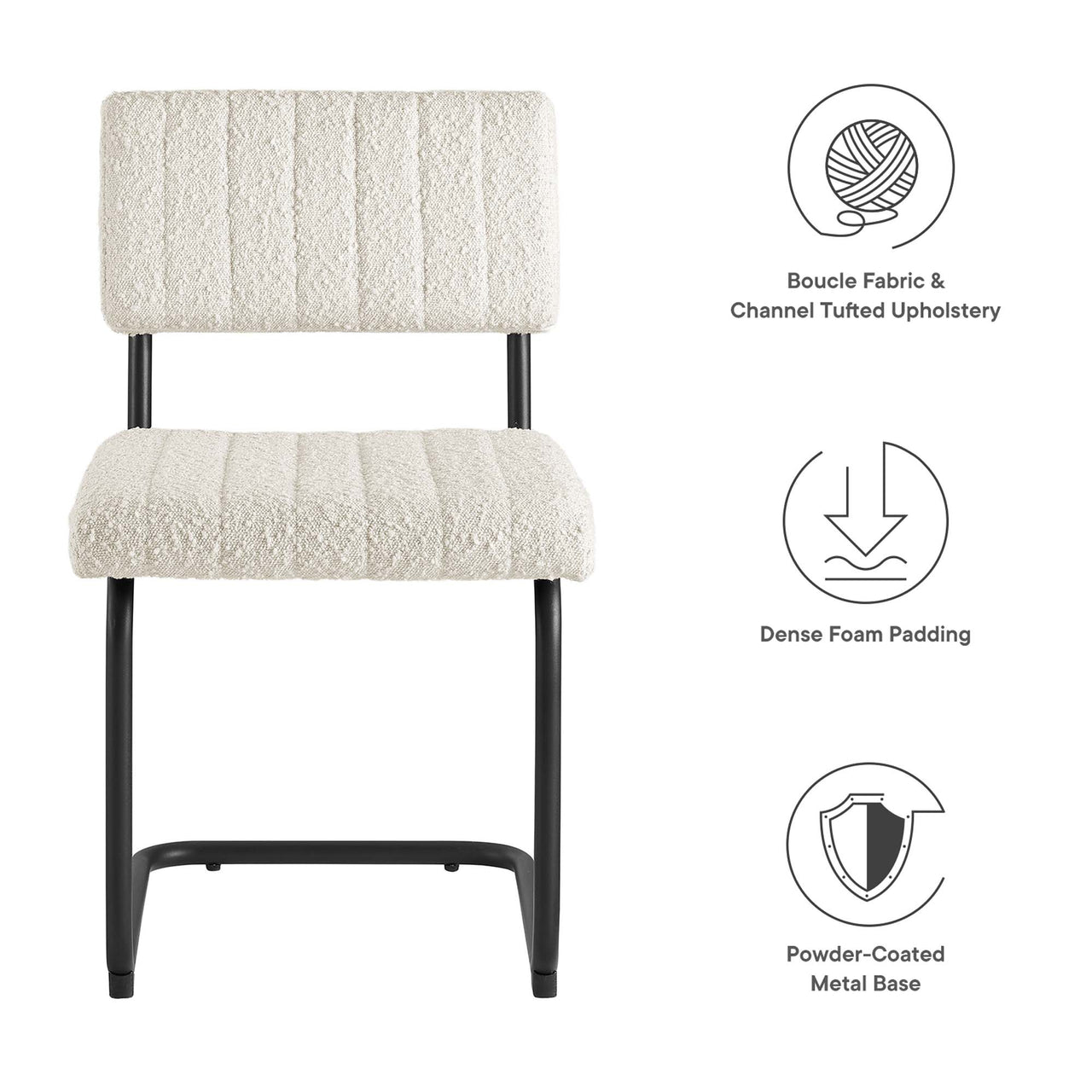 Glide Boucle Dining Chair Set of 2, Ivory