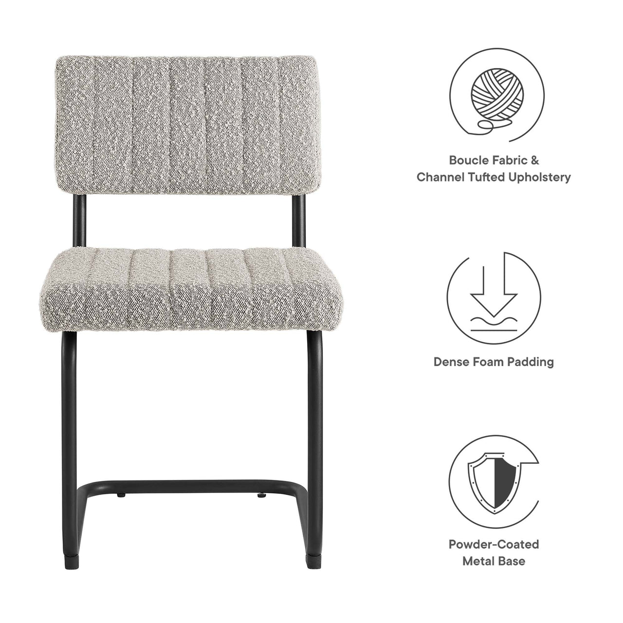 Glide Boucle Dining Chair Set of 2, Taupe