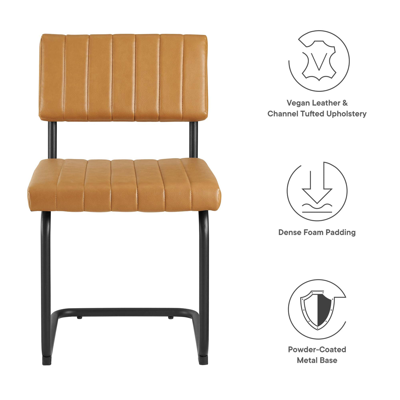 Glide Eco-Leather Dining Chair Set of 2, Tan