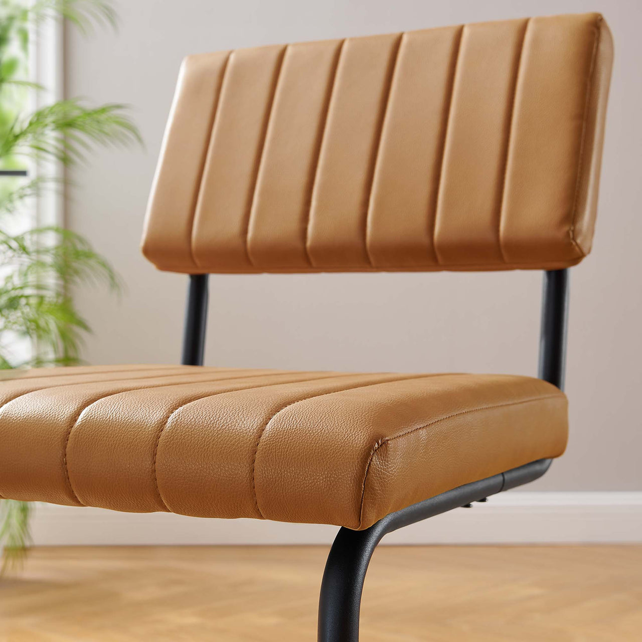 Glide Eco-Leather Dining Chair Set of 2, Tan