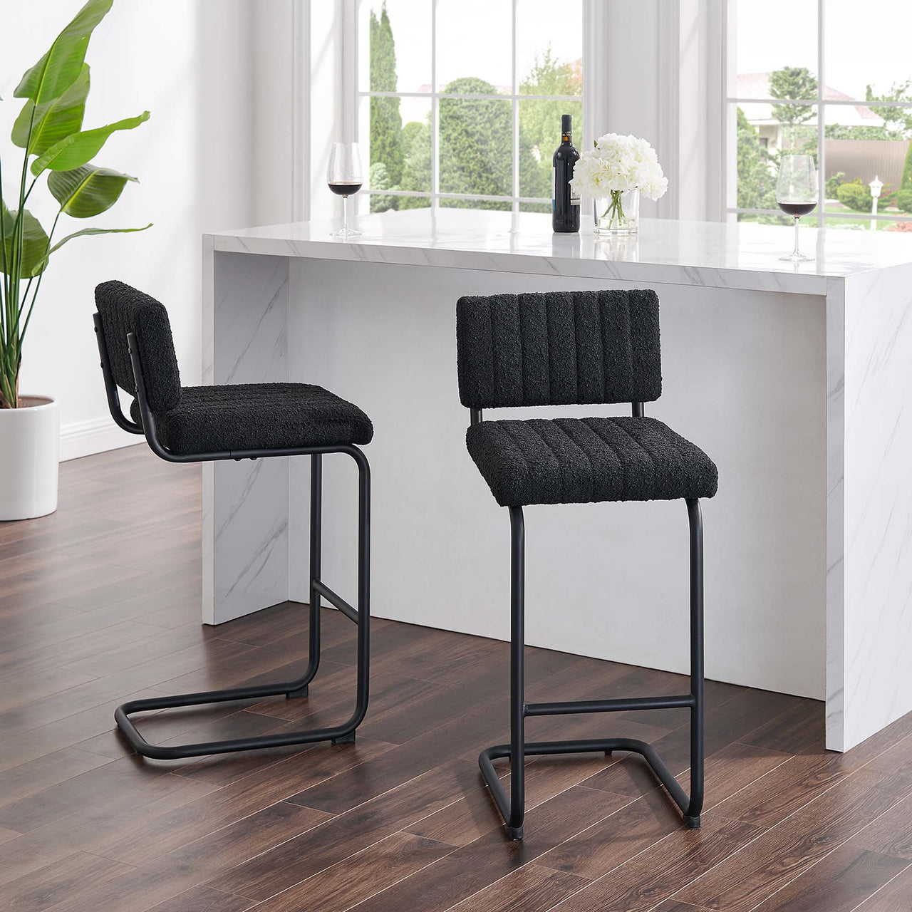 Glide Boucle Counter Stools Set of 2, Black