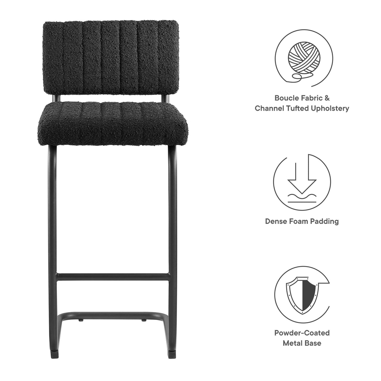 Glide Boucle Counter Stools Set of 2, Black