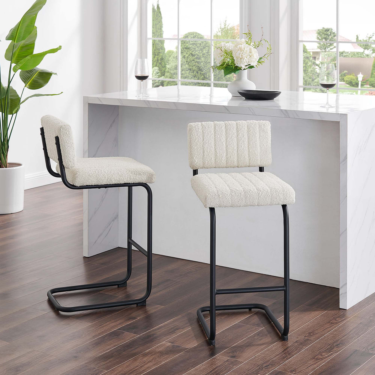Glide Boucle Counter Stools Set of 2, Ivory
