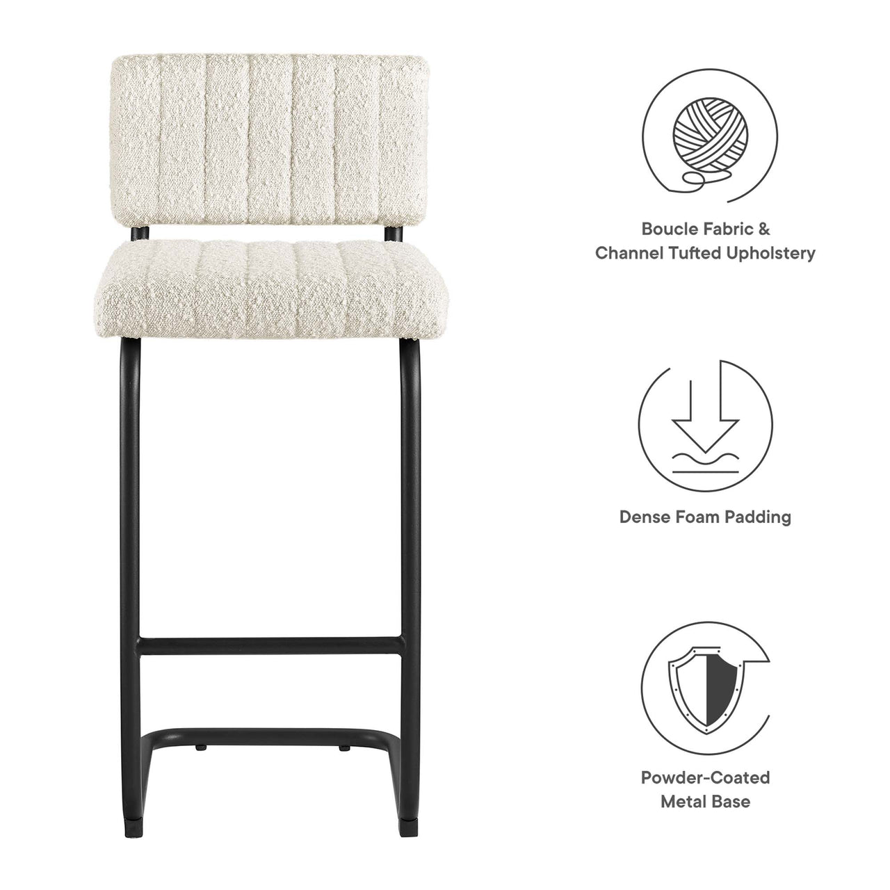 Glide Boucle Counter Stools Set of 2, Ivory