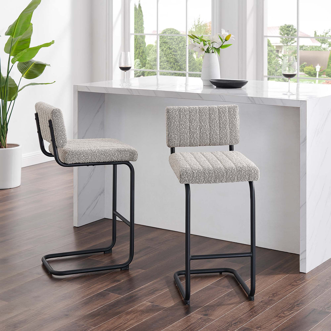 Glide Boucle Counter Stools Set of 2, Taupe