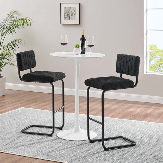 Glide Boucle Bar Stools Set of 2, Black