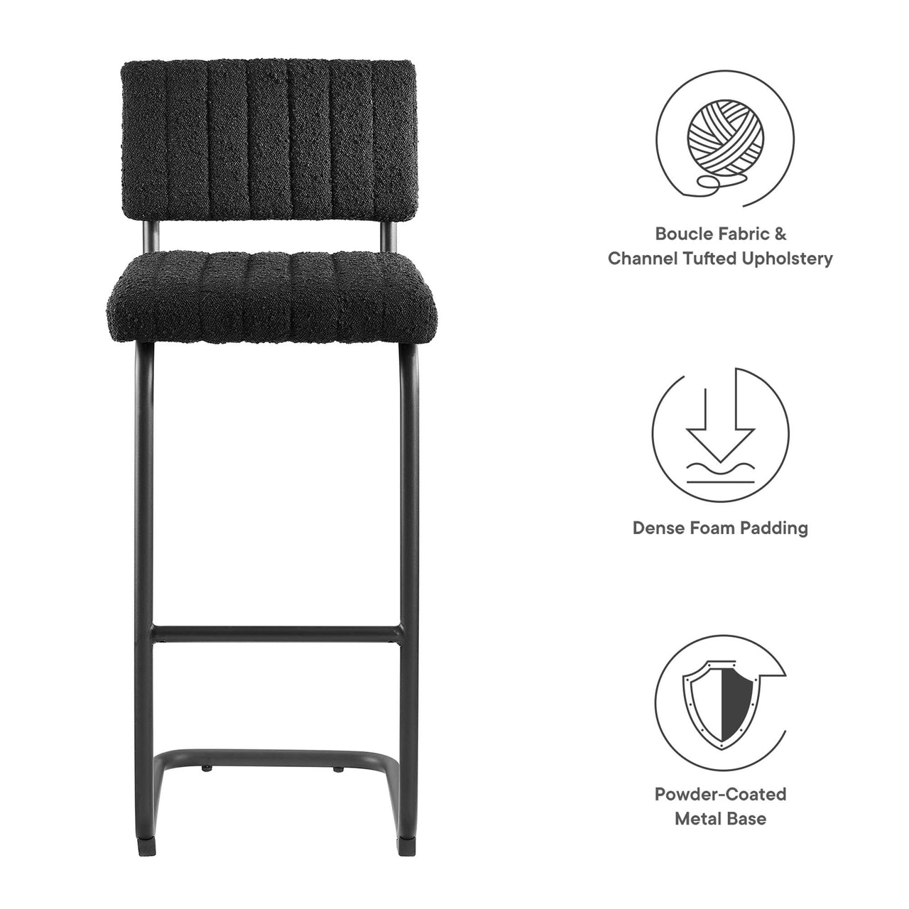 Glide Boucle Bar Stools Set of 2, Black