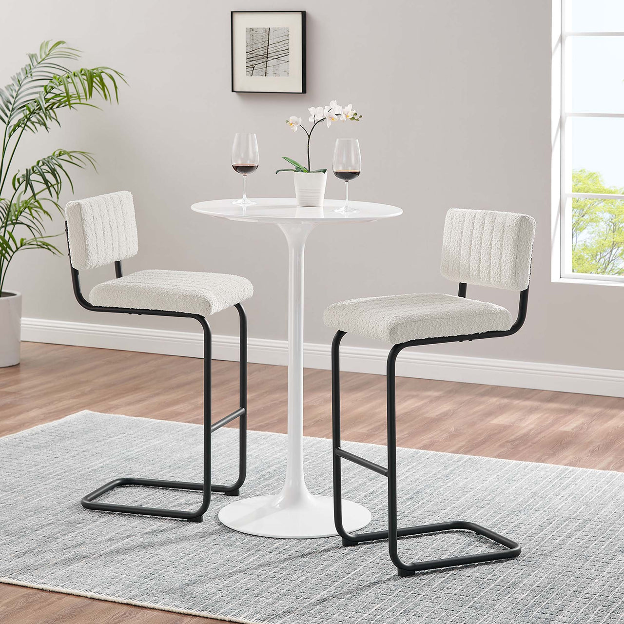 Glide Boucle Bar Stools Set of 2, Ivory