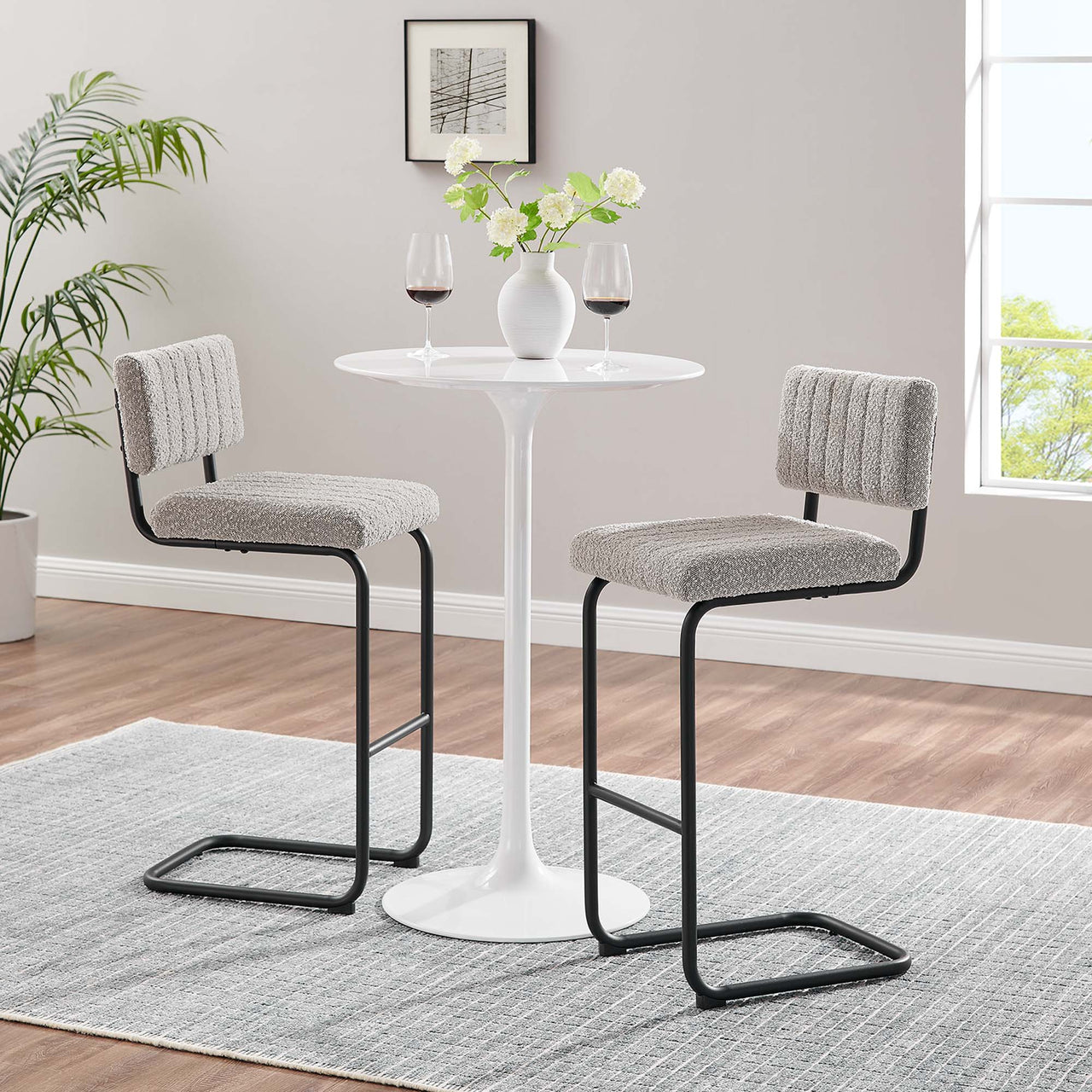 Glide Boucle Bar Stools Set of 2, Taupe