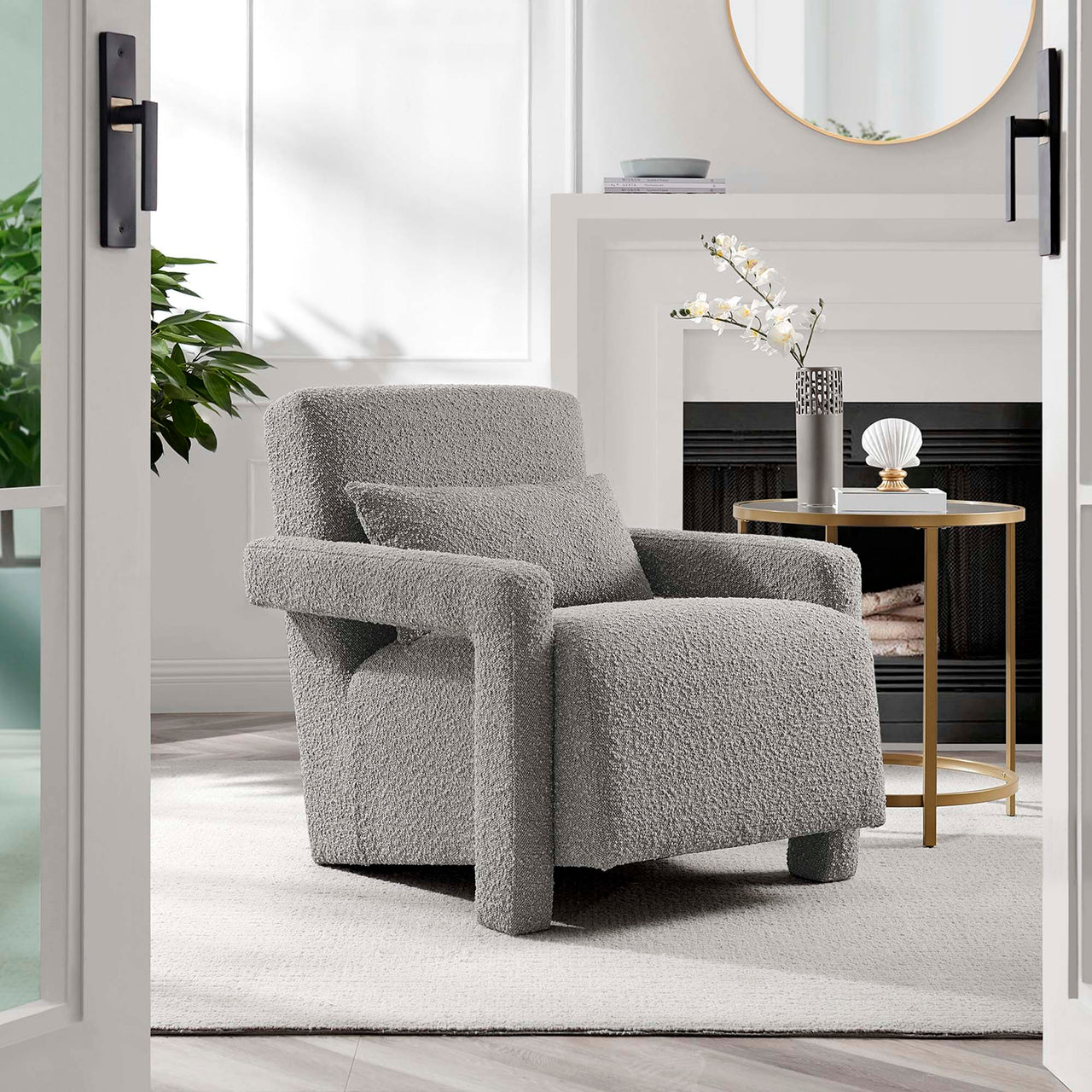 Illusion Boucle Armchair, Light Gray