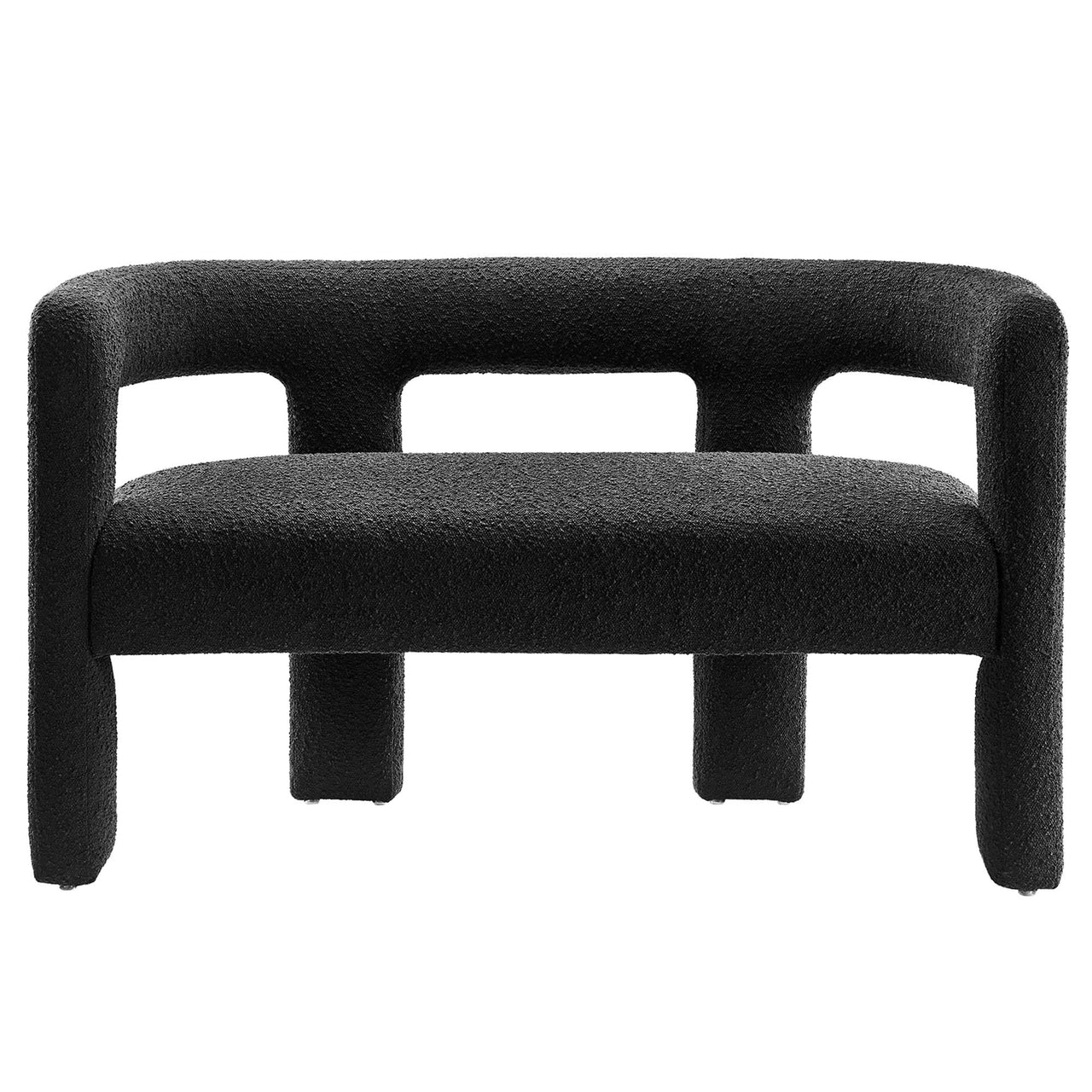 Noira Upholstered Boucle Loveseat, Black
