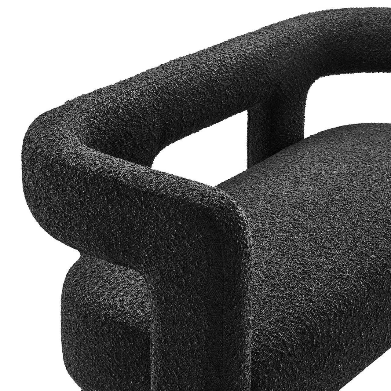 Noira Upholstered Boucle Loveseat, Black