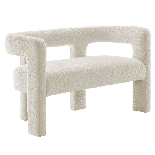 Noira Upholstered Boucle Loveseat, Ivory