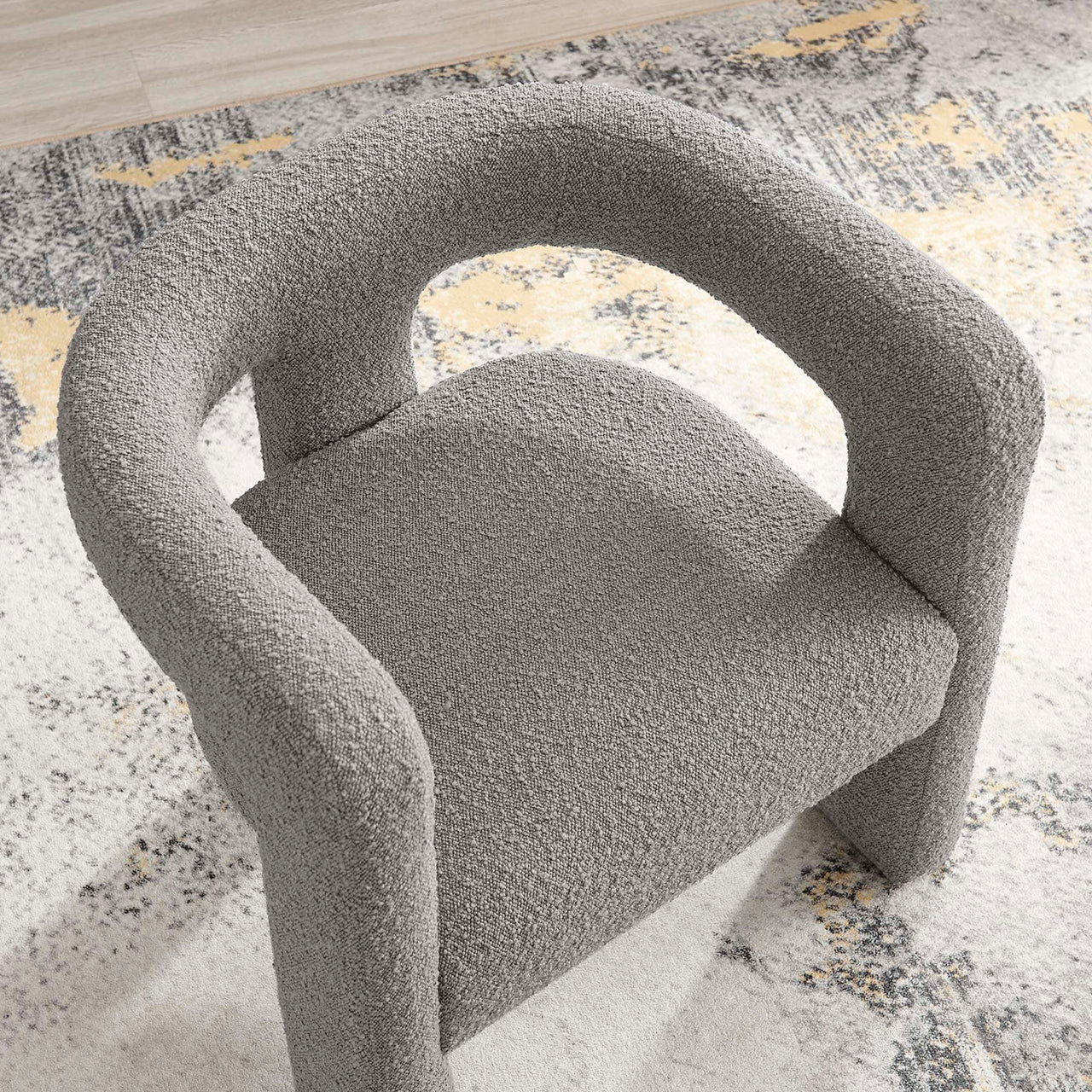 Noira Upholstered Boucle Armchair, Light Gray