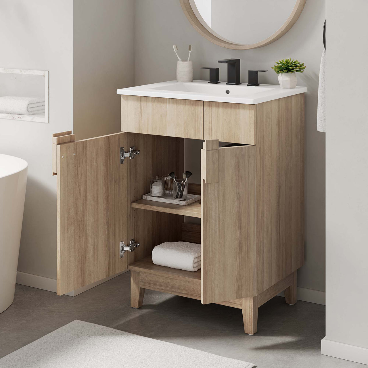 Regalo Vanity Unit, Small, White & Oak