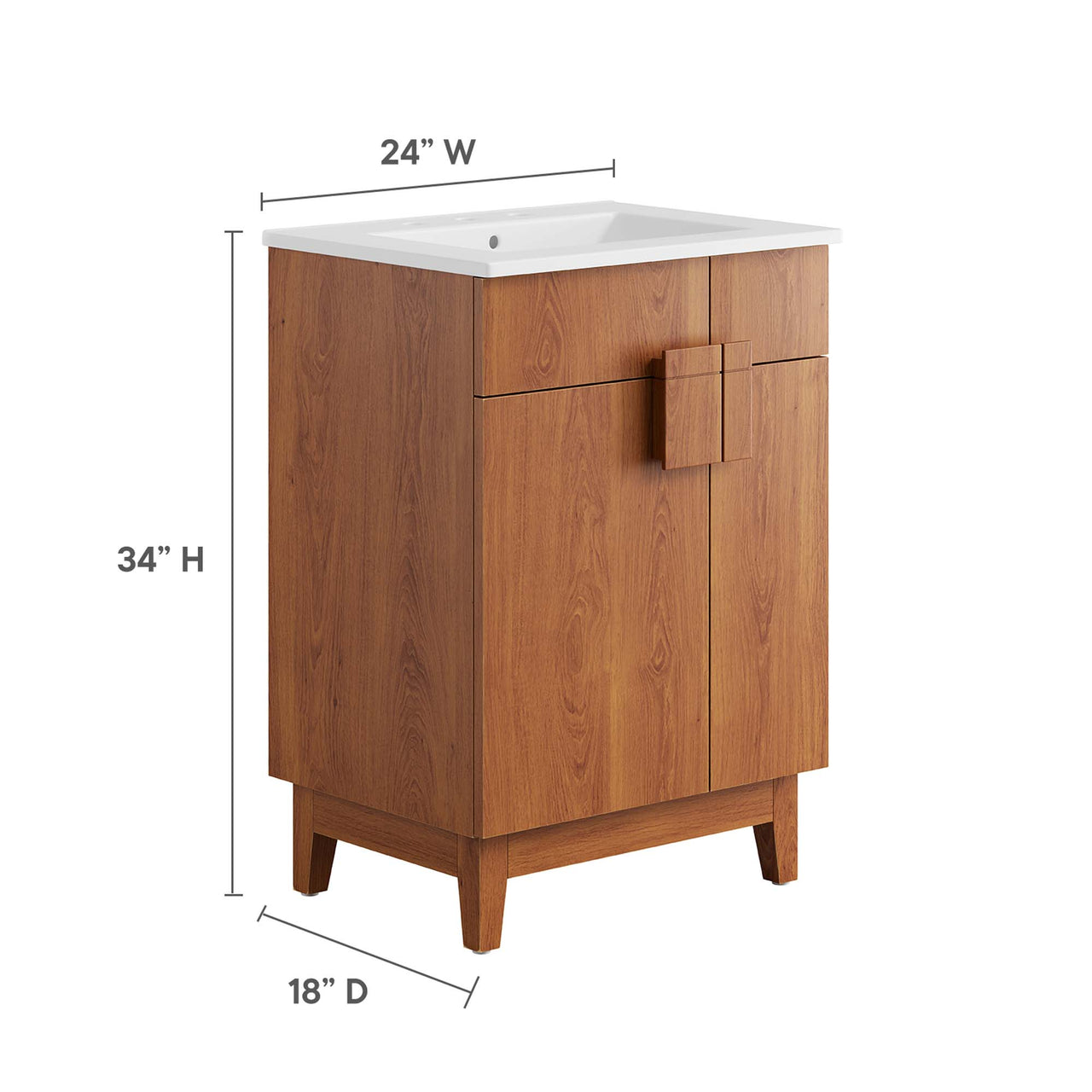 Regalo Vanity Unit, Small, White & Walnut