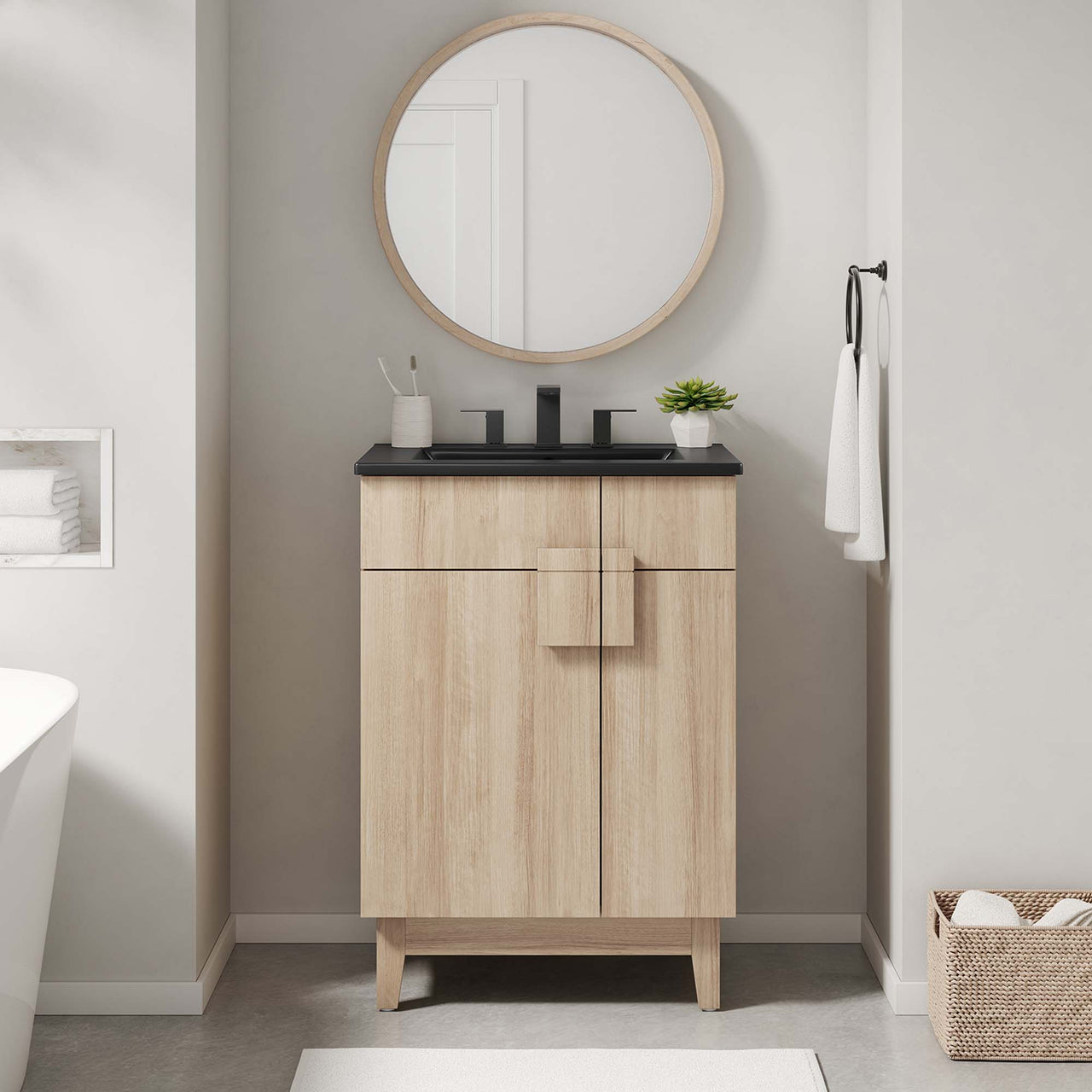 Regalo Vanity Unit, Small, Black & Oak