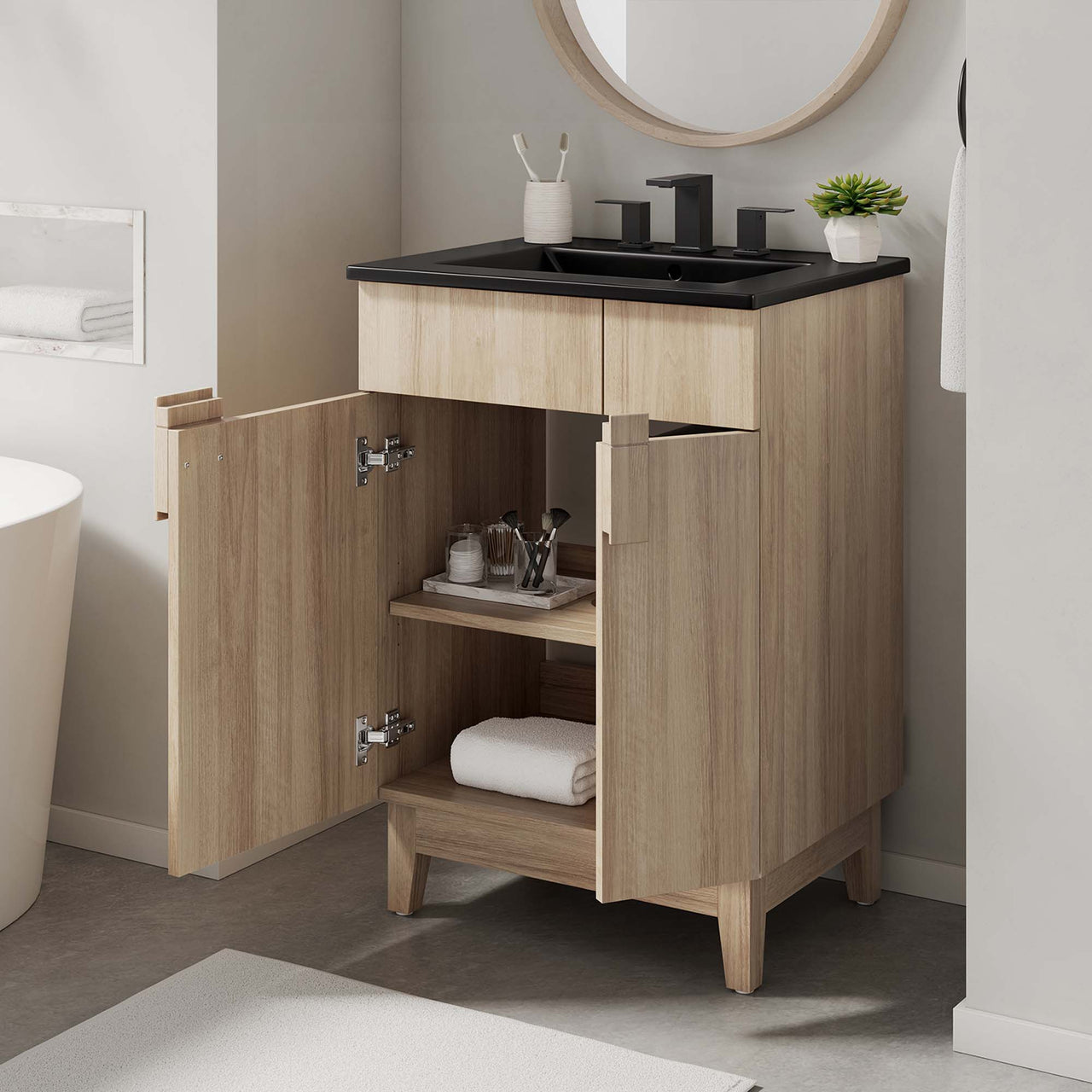 Regalo Vanity Unit, Small, Black & Oak