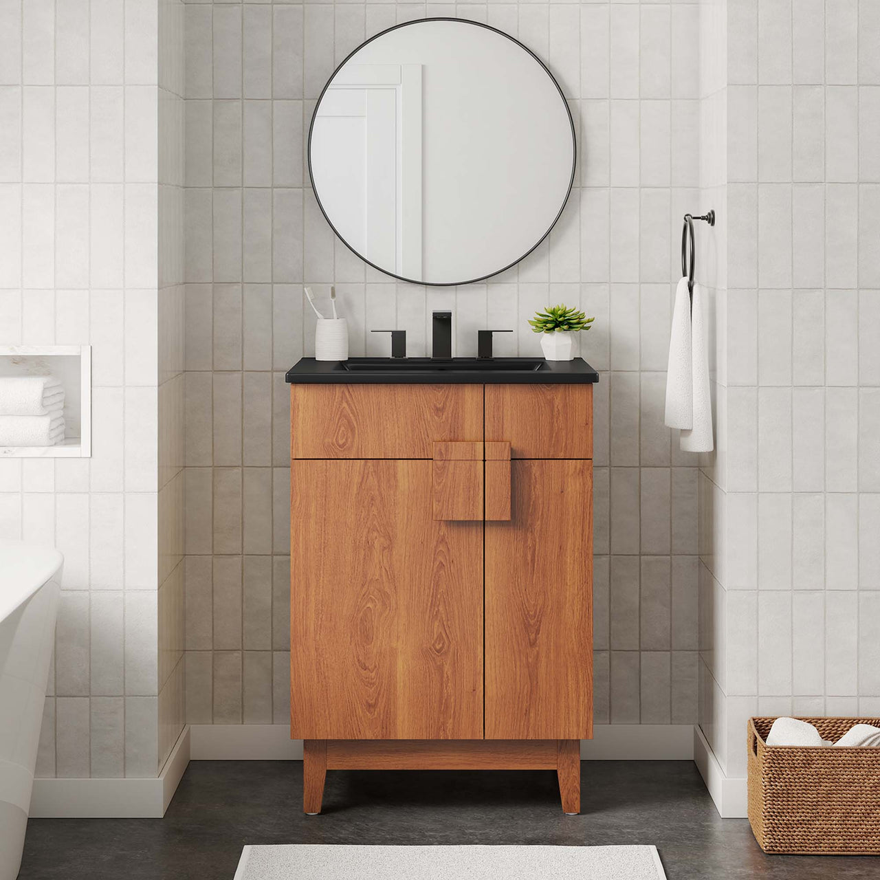 Regalo Vanity Unit, Small, Black & Walnut