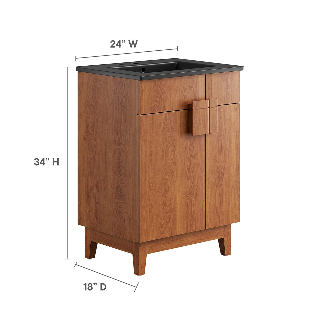 Regalo Vanity Unit, Small, Black & Walnut